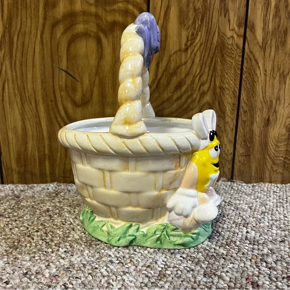 Collectible M&M Ceramic Easter Basket Flower Pot- Vintage- Mars Candy